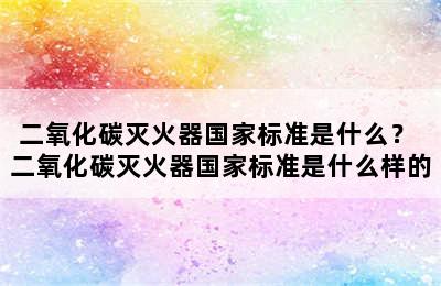 二氧化碳灭火器国家标准是什么？ 二氧化碳灭火器国家标准是什么样的